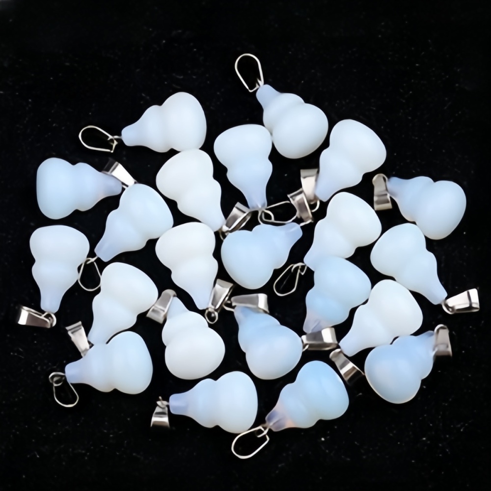 13X20MM Handmade Carved Mini Gourd Stone Pendant for Making Jewelry Silver Clasp