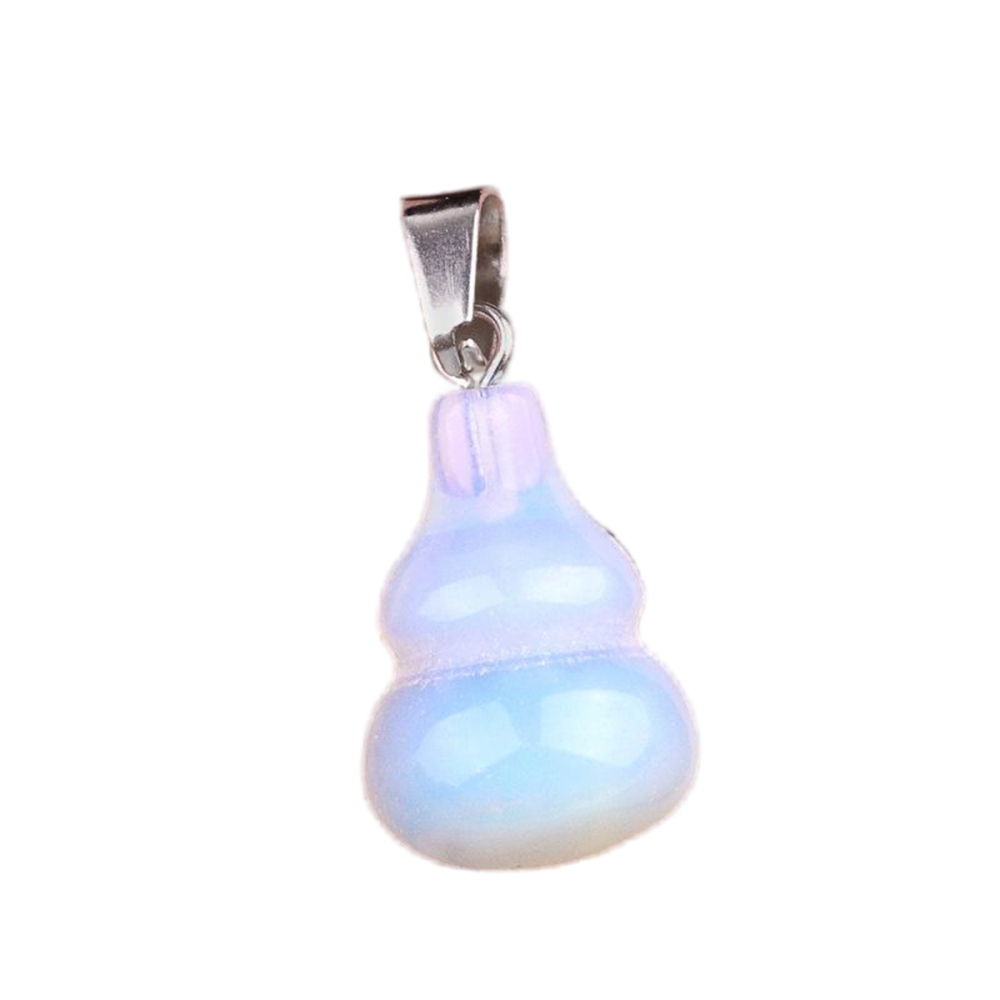 18x30MM Handmade Carved Mini Gourd Stone Pendant for Making Jewelry Silver Clasp