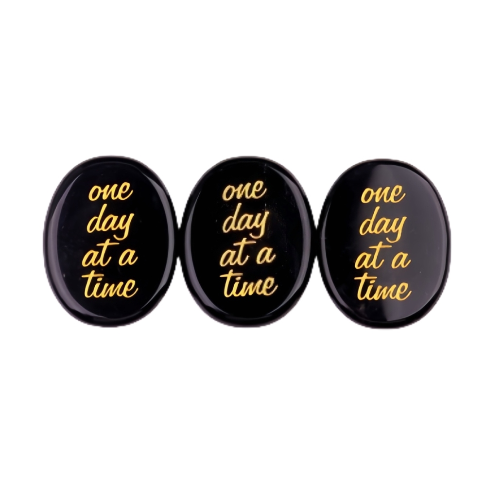"one day at a time" Thumb Worry Stone for Anxiety Stress Relief Meditation Home Decor