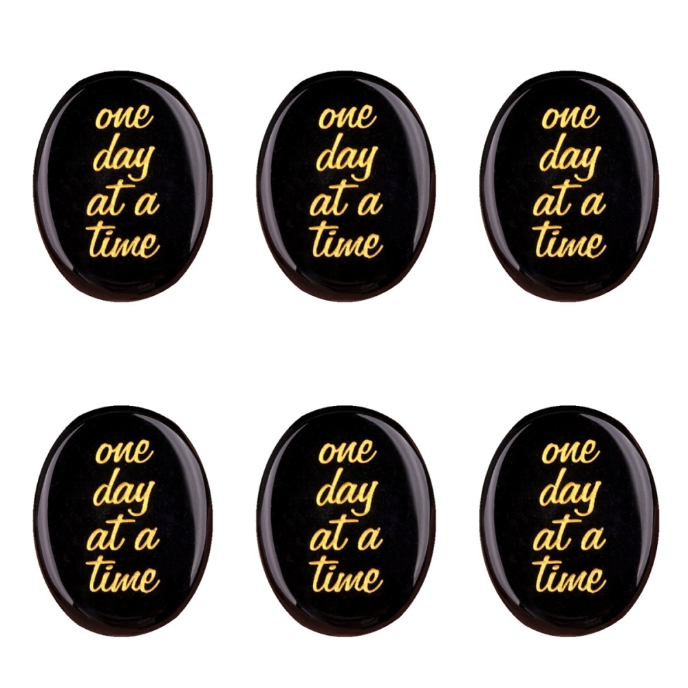 "one day at a time" Thumb Worry Stone for Anxiety Stress Relief Meditation Home Decor