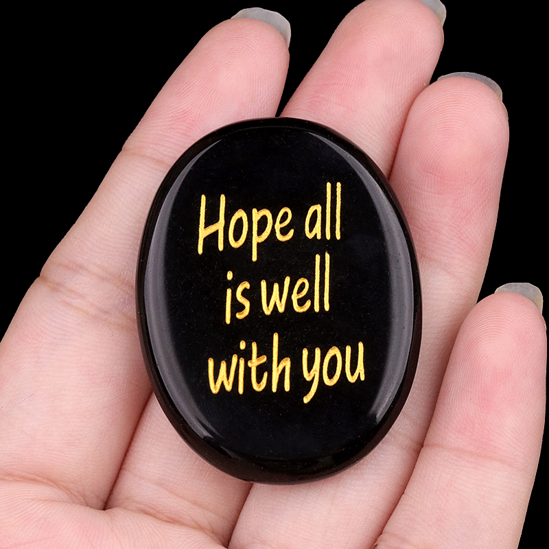 "Hope all is well with you" Thumb Worry Stone for Anxiety Stress Relief Meditation Home Decor