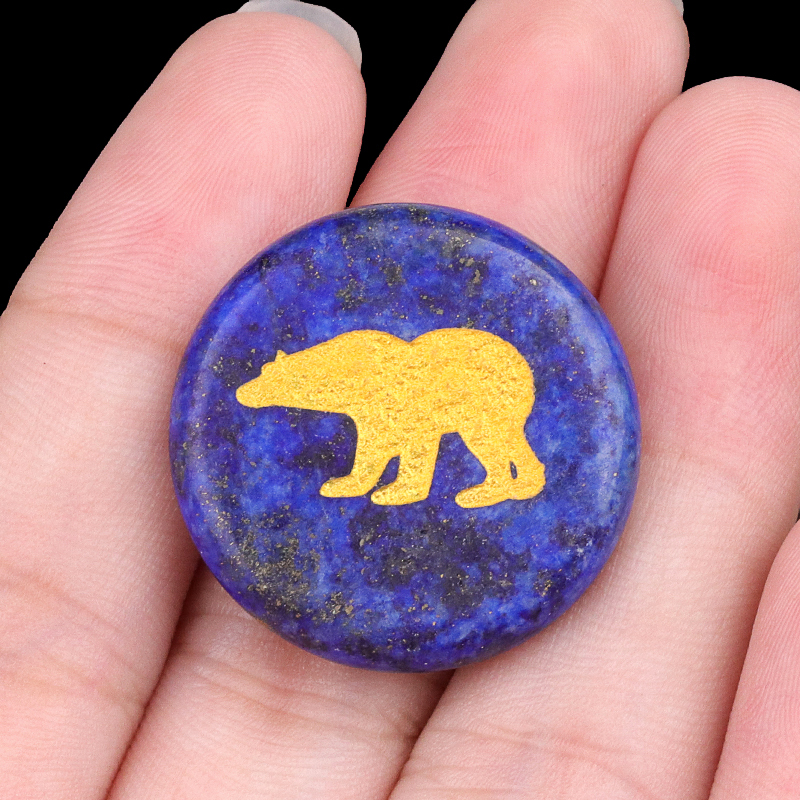Gemstone 25MM Circular Disc Ornament Handmade Craved Pattern-AIM For Home Decor