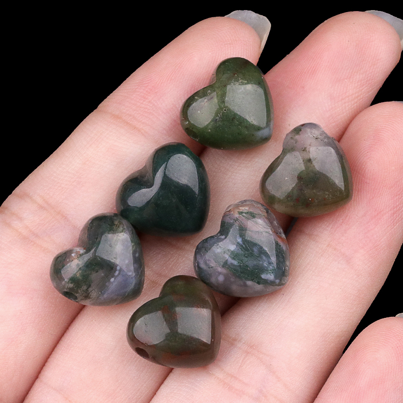 12MM Gemstone Heart  Drilled 2MM Side Hole for Making Jewelry