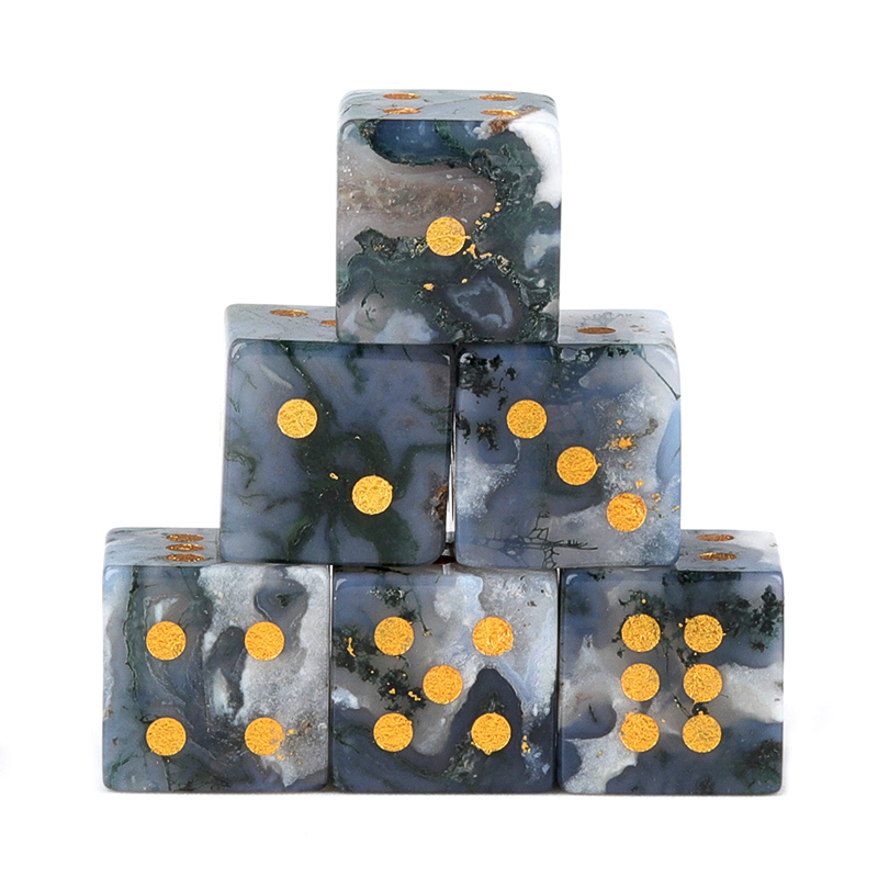 Hand Carved 16mm Gemstone Dices for Game Royal Play SP1099G Natural Stone Crystal Cube Beads
