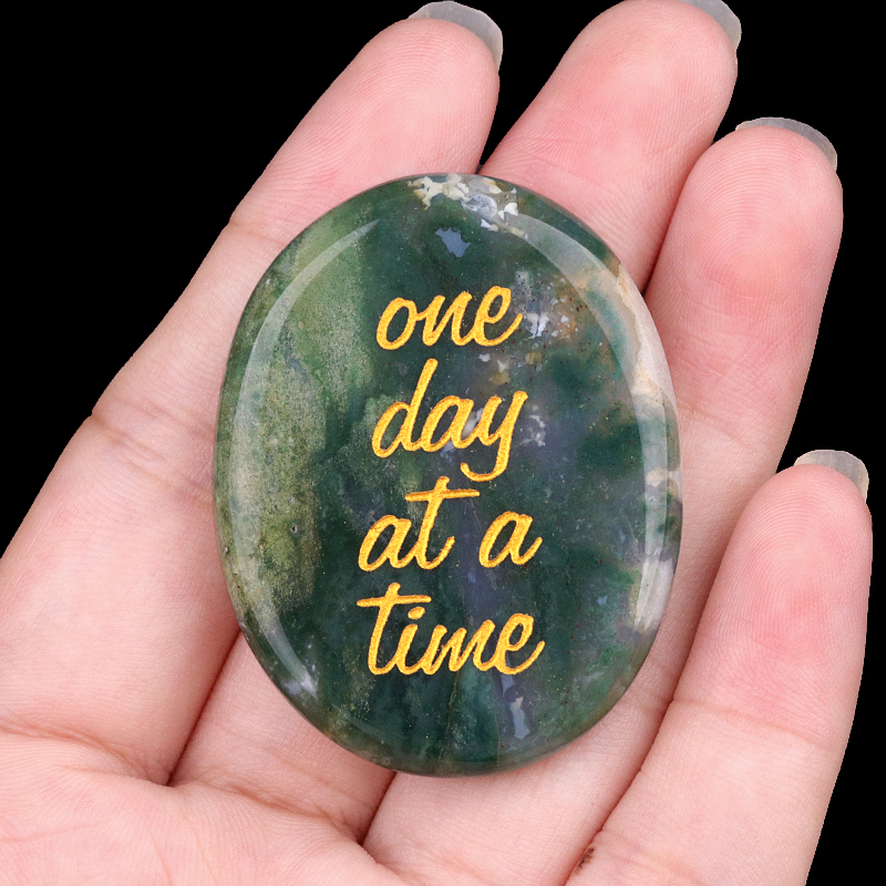 "one day at a time" Thumb Worry Stone for Anxiety Stress Relief Meditation Home Decor