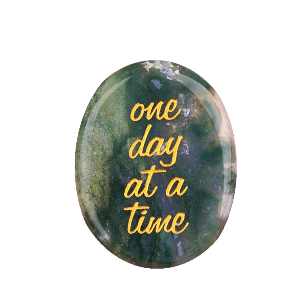 "one day at a time" Thumb Worry Stone for Anxiety Stress Relief Meditation Home Decor