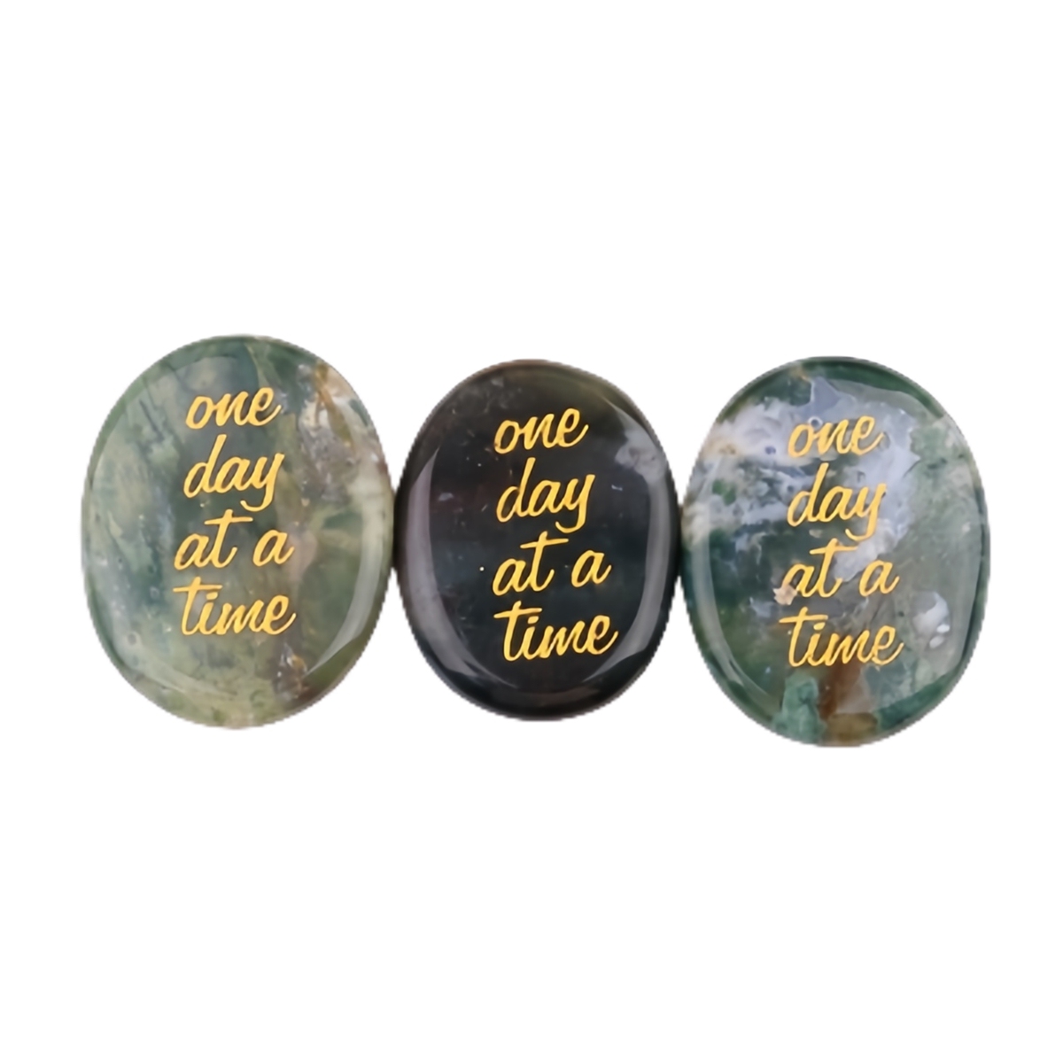 "one day at a time" Thumb Worry Stone for Anxiety Stress Relief Meditation Home Decor