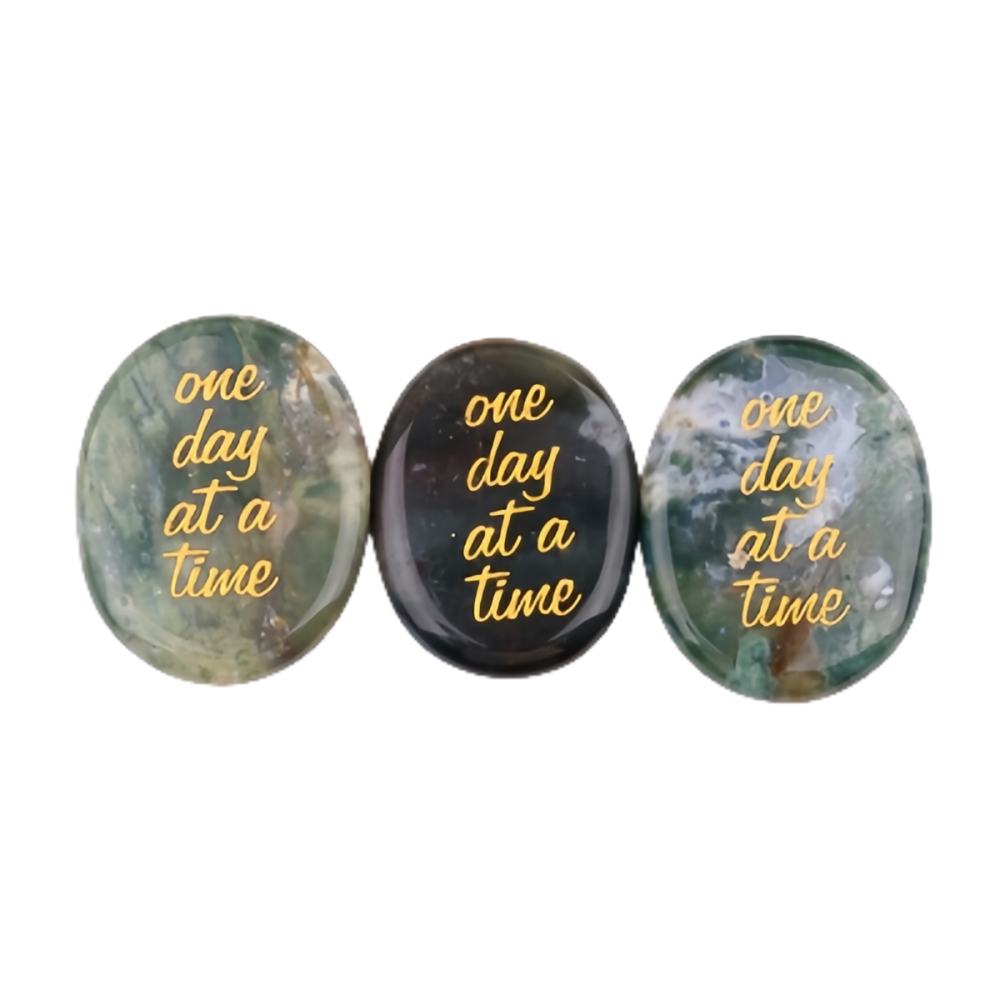 "one day at a time" Thumb Worry Stone for Anxiety Stress Relief Meditation Home Decor