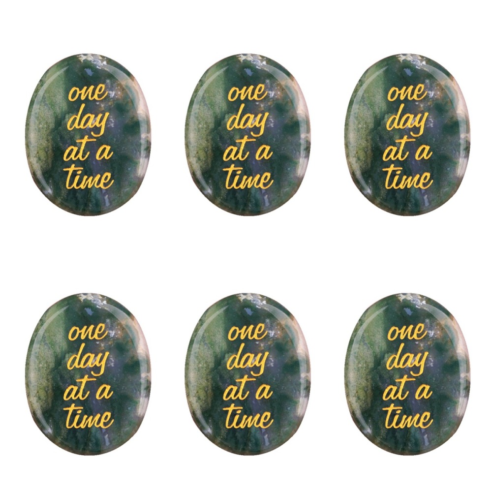 "one day at a time" Thumb Worry Stone for Anxiety Stress Relief Meditation Home Decor