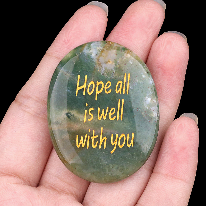 "Hope all is well with you" Thumb Worry Stone for Anxiety Stress Relief Meditation Home Decor