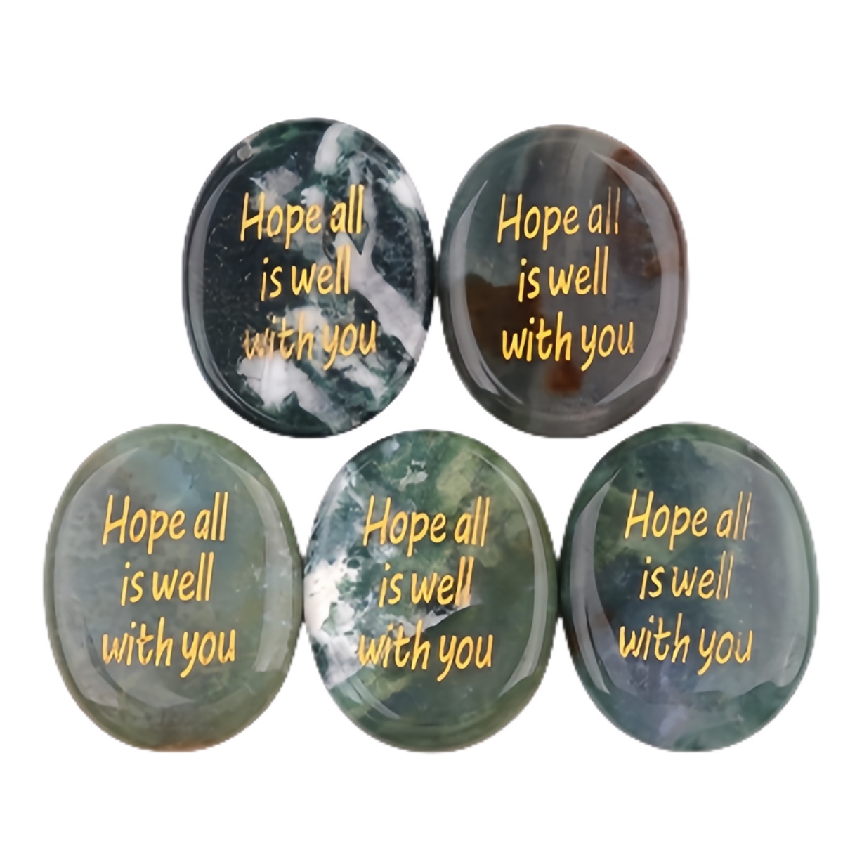 "Hope all is well with you" Thumb Worry Stone for Anxiety Stress Relief Meditation Home Decor