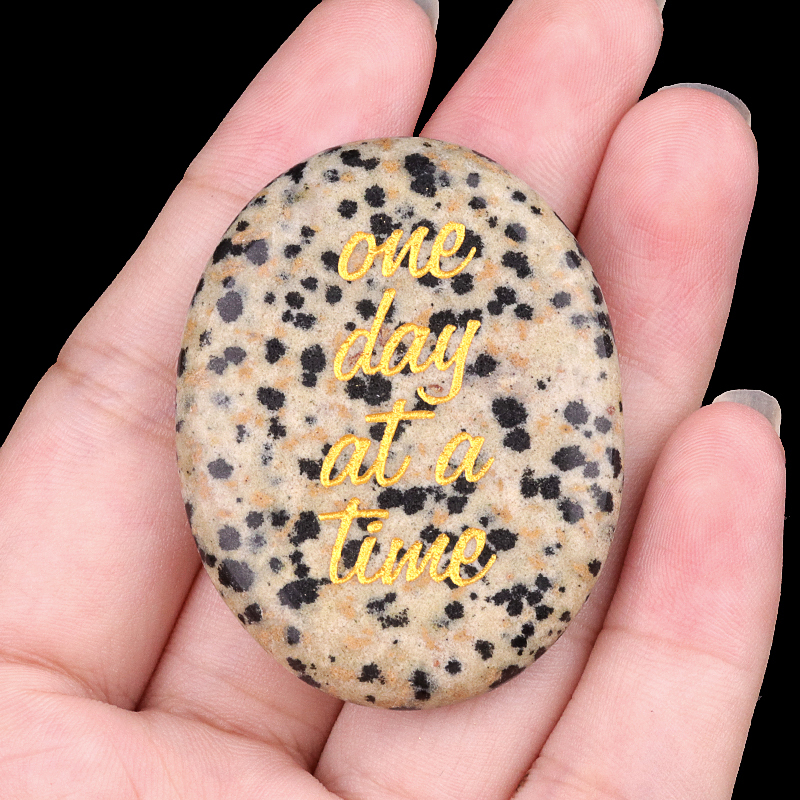 "one day at a time" Thumb Worry Stone for Anxiety Stress Relief Meditation Home Decor