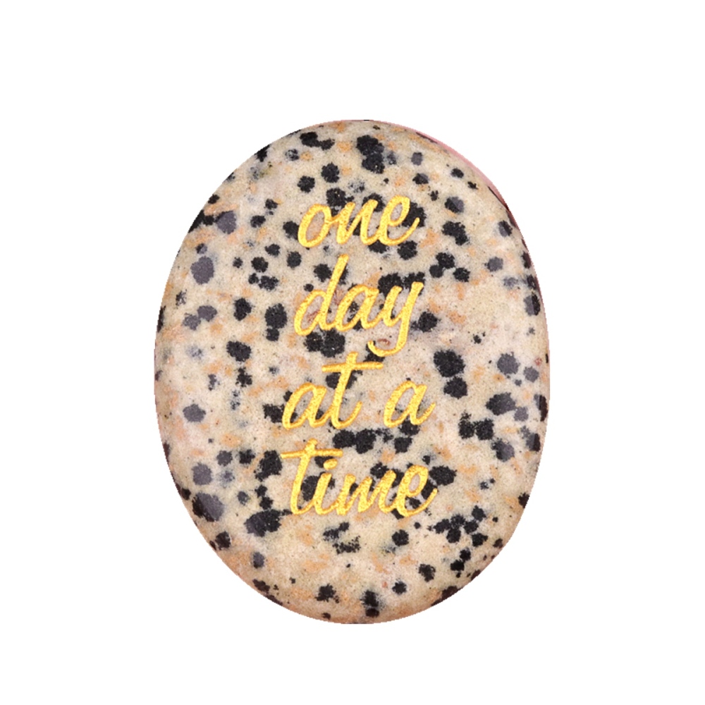 "one day at a time" Thumb Worry Stone for Anxiety Stress Relief Meditation Home Decor