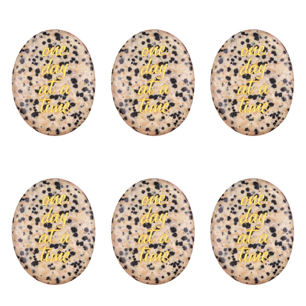 "one day at a time" Thumb Worry Stone for Anxiety Stress Relief Meditation Home Decor