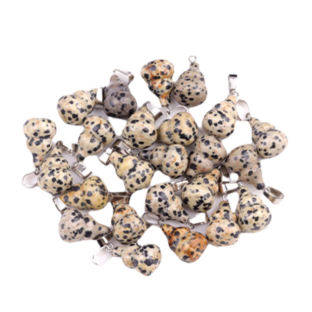 13X20MM Handmade Carved Mini Gourd Stone Pendant for Making Jewelry Silver Clasp