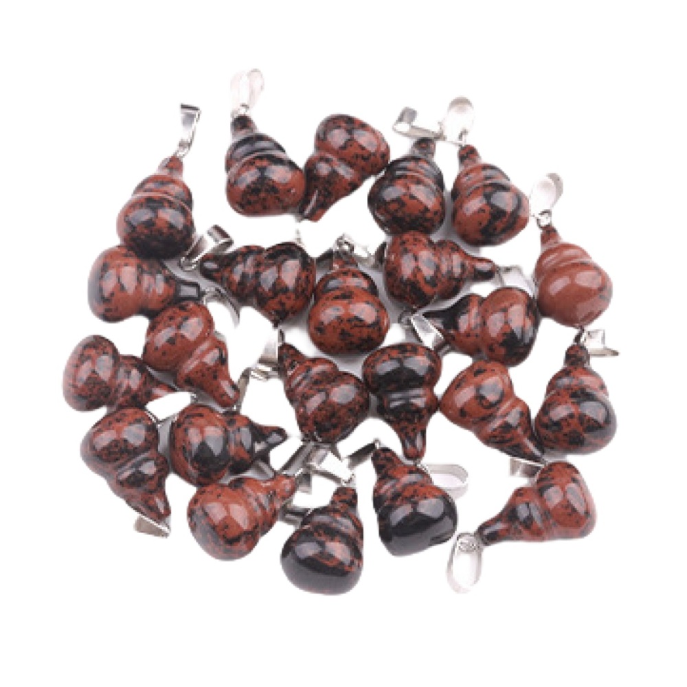 13X20MM Handmade Carved Mini Gourd Stone Pendant for Making Jewelry Silver Clasp
