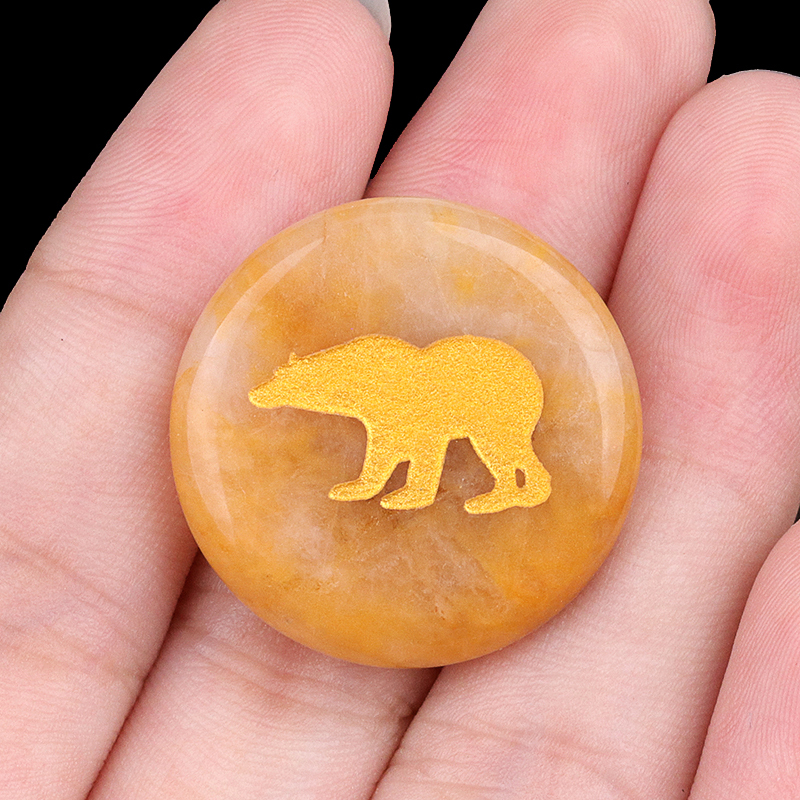 Gemstone 25MM Circular Disc Ornament Handmade Craved Pattern-AIM For Home Decor