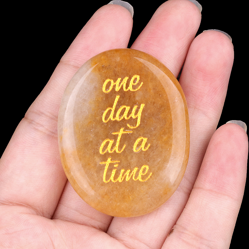 "one day at a time" Thumb Worry Stone for Anxiety Stress Relief Meditation Home Decor