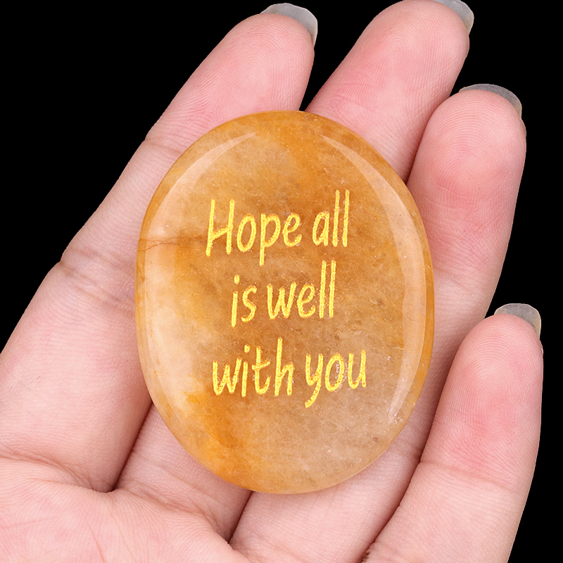 "Hope all is well with you" Thumb Worry Stone for Anxiety Stress Relief Meditation Home Decor
