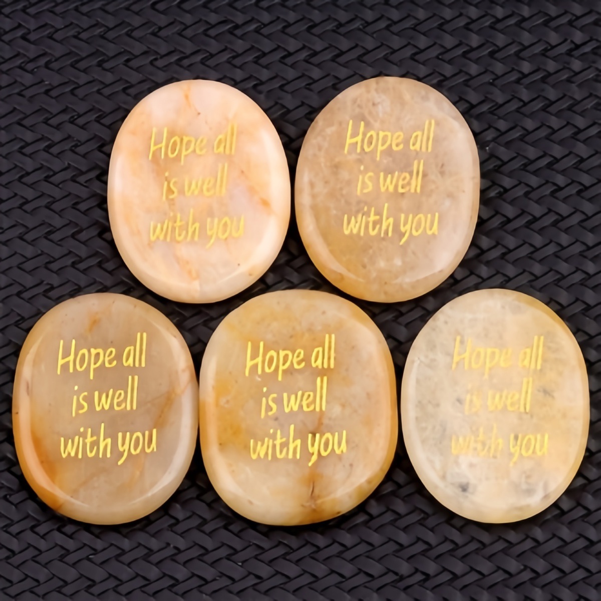 "Hope all is well with you" Thumb Worry Stone for Anxiety Stress Relief Meditation Home Decor