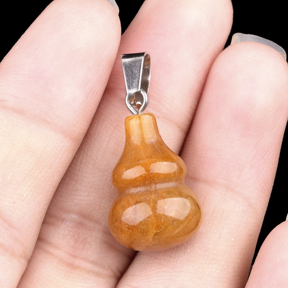 13X20MM Handmade Carved Mini Gourd Stone Pendant for Making Jewelry Silver Clasp