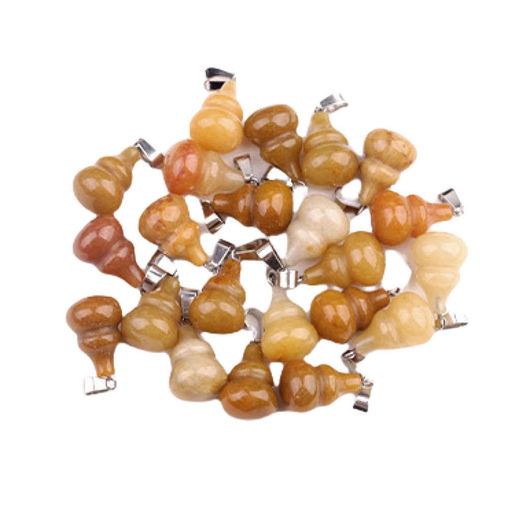 13X20MM Handmade Carved Mini Gourd Stone Pendant for Making Jewelry Silver Clasp
