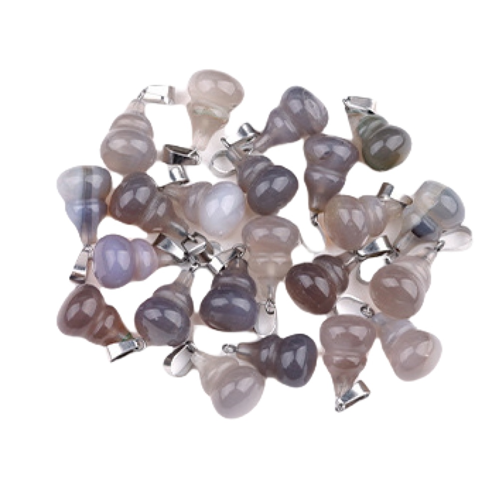 13X20MM Handmade Carved Mini Gourd Stone Pendant for Making Jewelry Silver Clasp