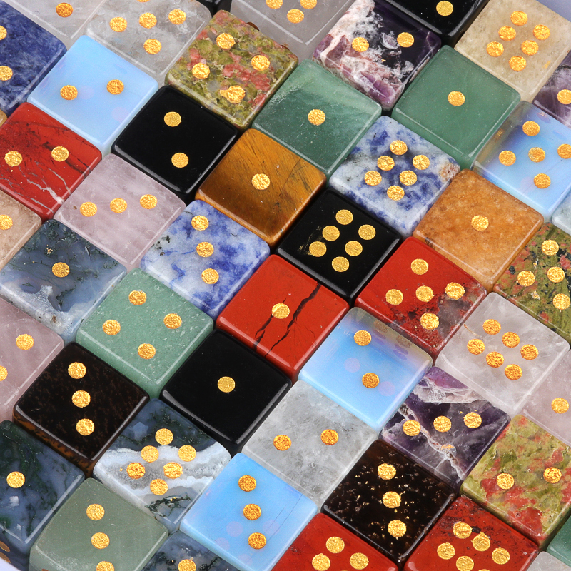 Hand Carved 16mm Gemstone Dices for Game Royal Play SP1099G Natural Stone Crystal Cube Beads