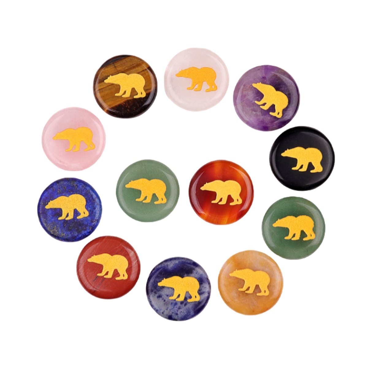 Gemstone 25MM Circular Disc Ornament Handmade Craved Pattern-AIM For Home Decor
