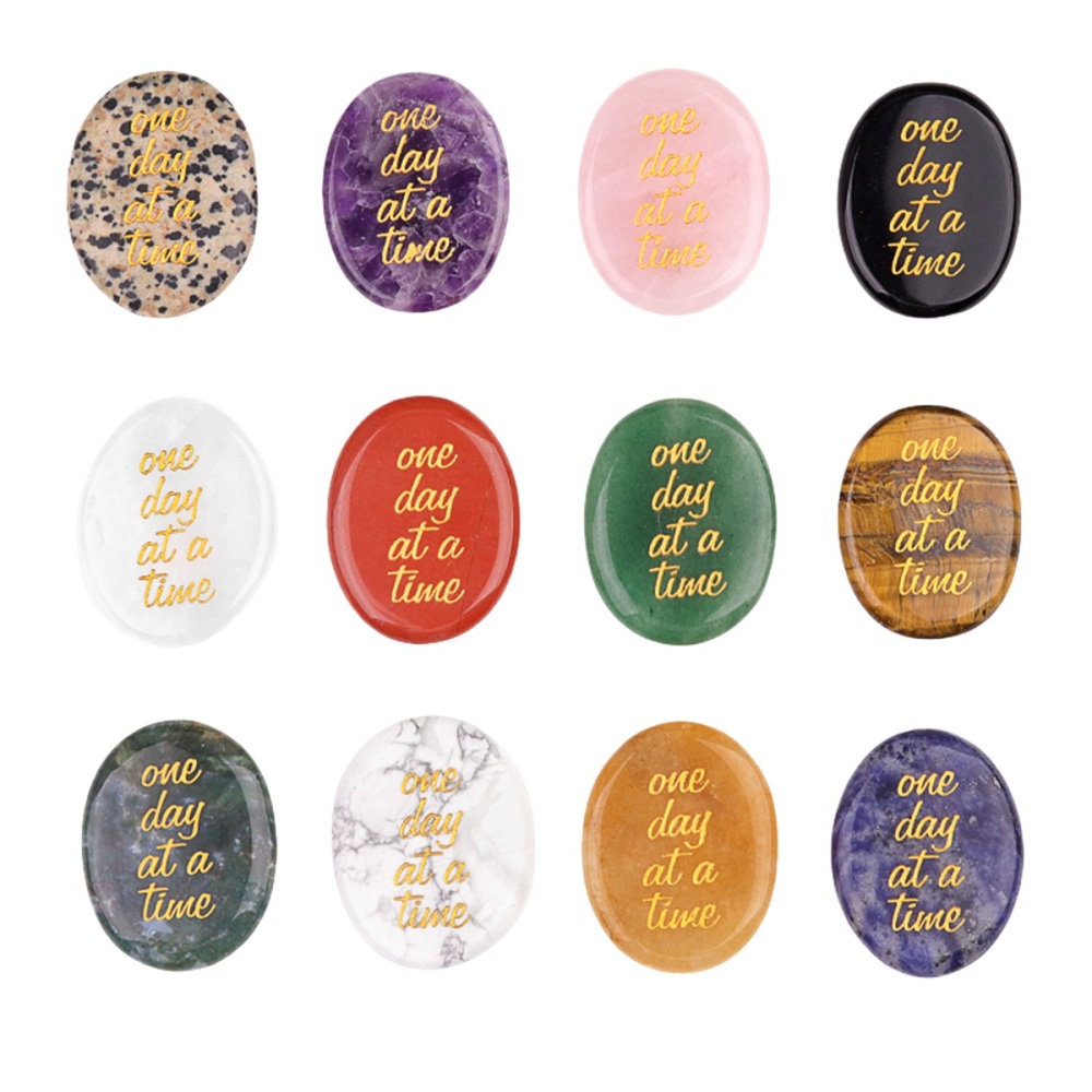 "one day at a time" Thumb Worry Stone for Anxiety Stress Relief Meditation Home Decor
