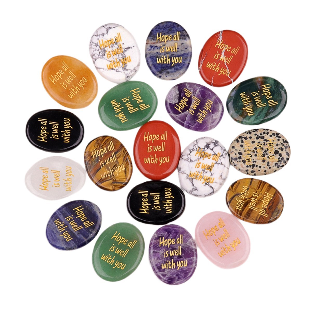 "Hope all is well with you" Thumb Worry Stone for Anxiety Stress Relief Meditation Home Decor