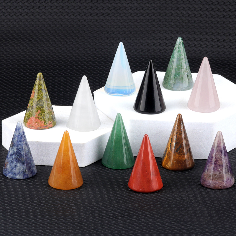 Gemstone Ring Holder Tower (D25X40MM) Stone Jewelry Display Stand Point Cone Decorative Wedding Storage