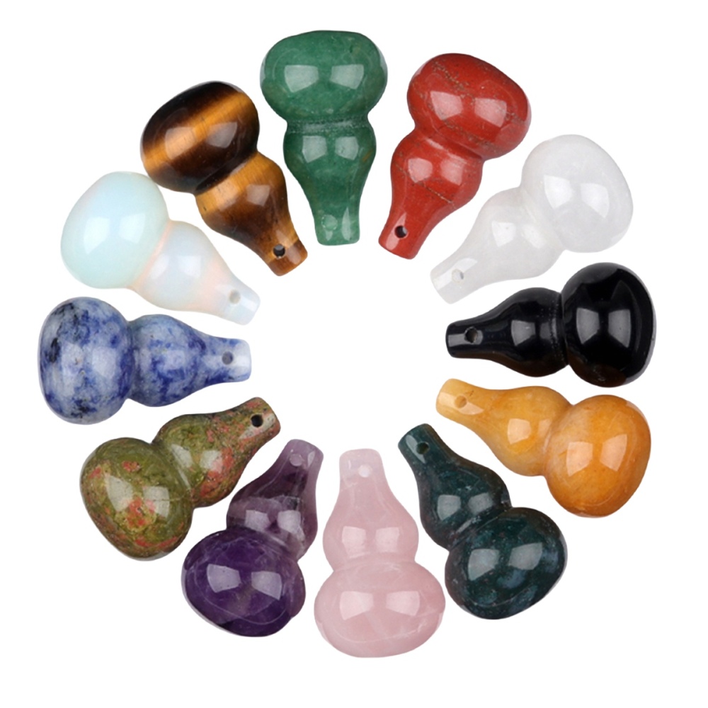 18x30MM Handmade Carved Mini Gourd Stone Pendant for Making Jewelry