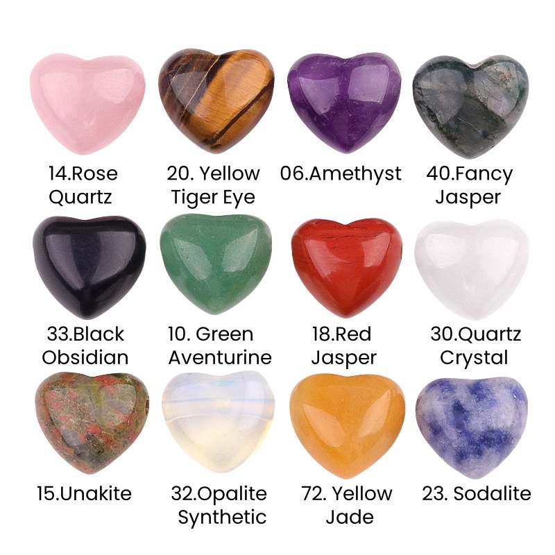 25MM Gemstone Heart  Drilled 3MM Side Hole for Making Jewelry