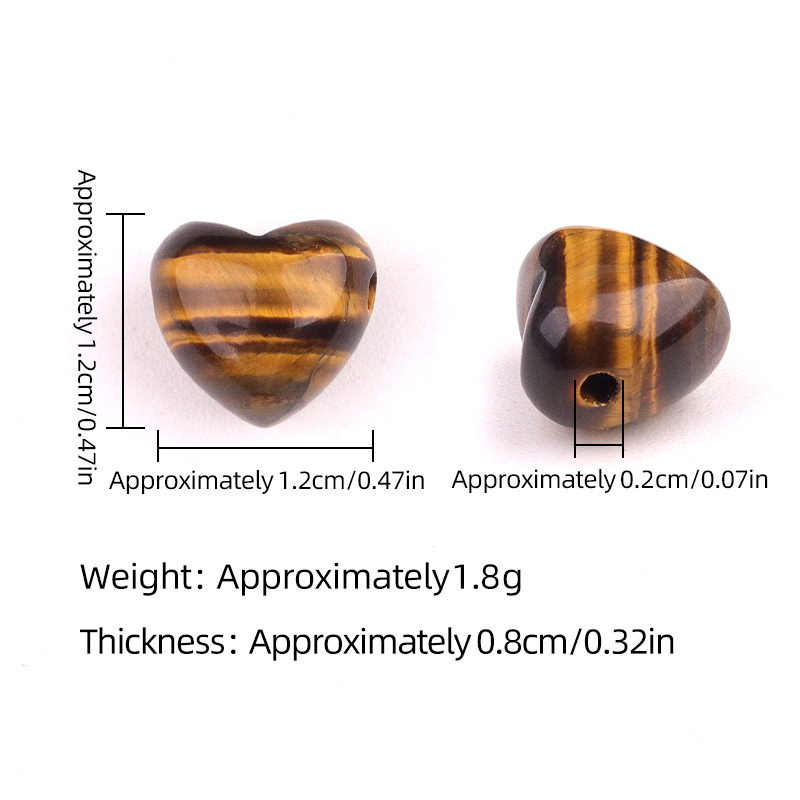 12MM Gemstone Heart  Drilled 2MM Side Hole for Making Jewelry