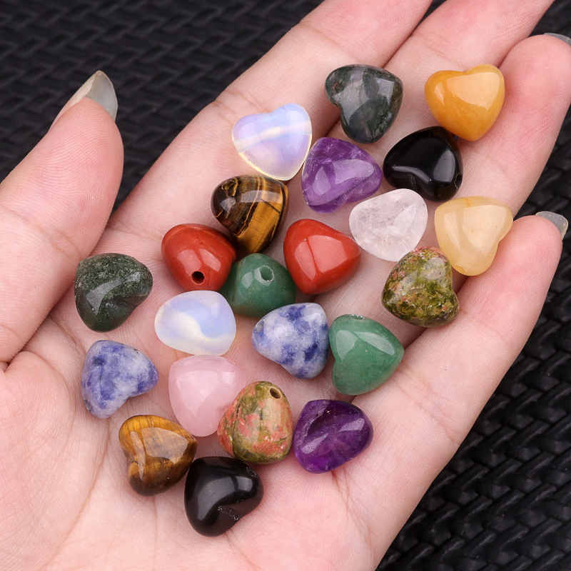 25MM Gemstone Heart  Drilled 3MM Side Hole for Making Jewelry