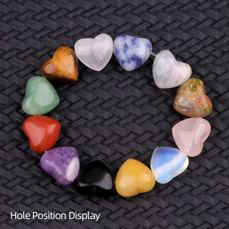 25MM Gemstone Heart  Drilled 3MM Side Hole for Making Jewelry