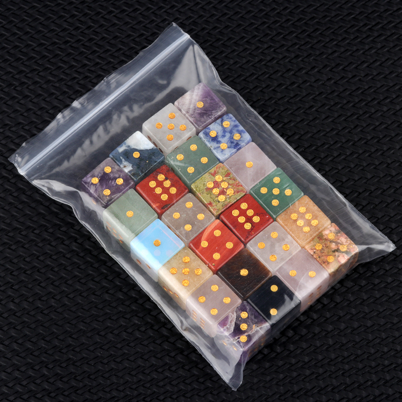 Hand Carved 16mm Gemstone Dices for Game Royal Play SP1099G Natural Stone Crystal Cube Beads