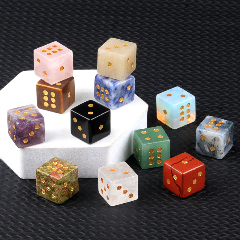 Hand Carved 16mm Gemstone Dices for Game Royal Play SP1099G Natural Stone Crystal Cube Beads