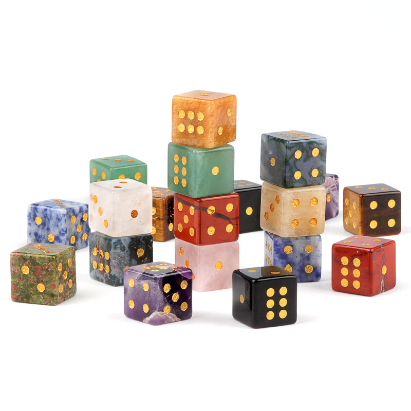 Hand Carved 16mm Gemstone Dices for Game Royal Play SP1099G Natural Stone Crystal Cube Beads