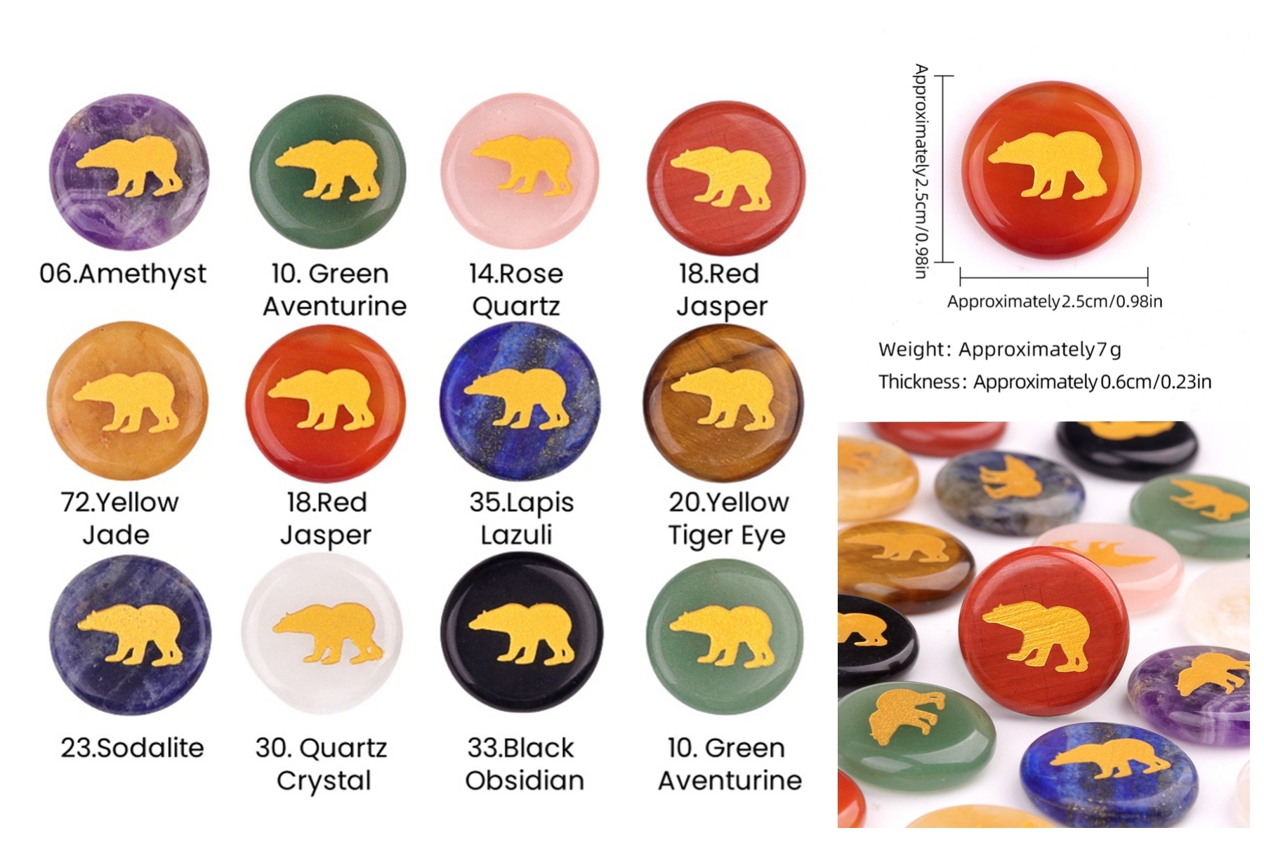 Gemstone 25MM Circular Disc Ornament Handmade Craved Pattern-AIM For Home Decor