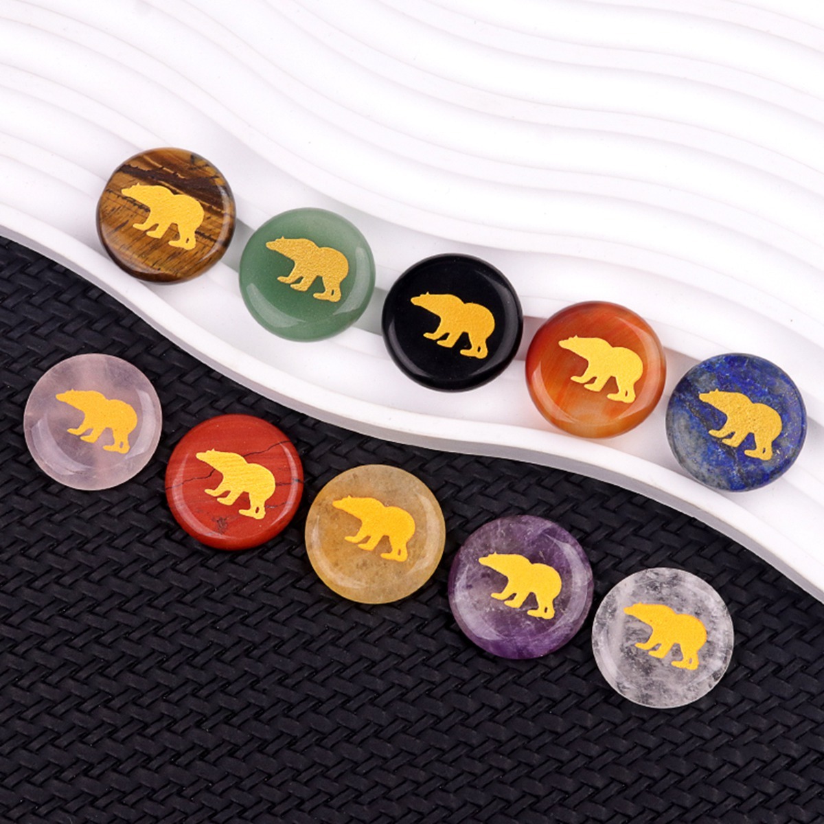 Gemstone 25MM Circular Disc Ornament Handmade Craved Pattern-AIM For Home Decor
