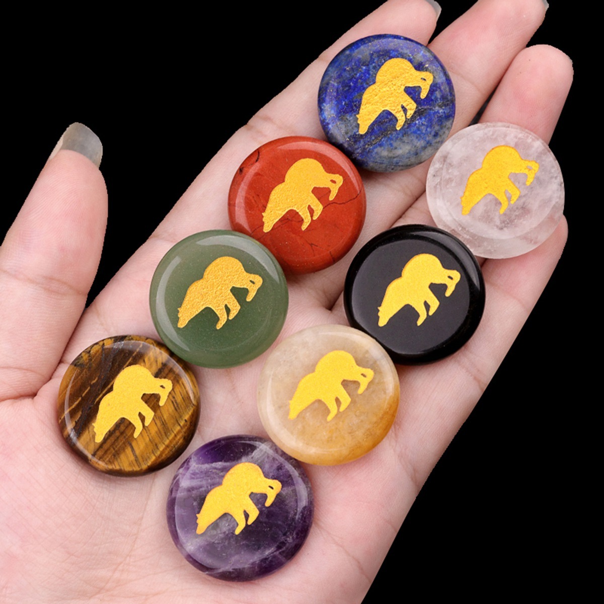 Gemstone 25MM Circular Disc Ornament Handmade Craved Pattern-AIM For Home Decor