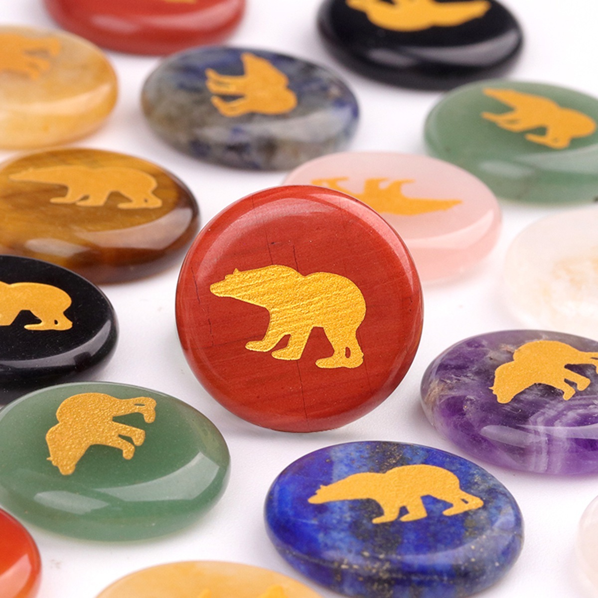 Gemstone 25MM Circular Disc Ornament Handmade Craved Pattern-AIM For Home Decor