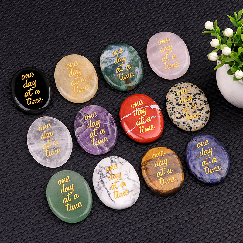 "one day at a time" Thumb Worry Stone for Anxiety Stress Relief Meditation Home Decor