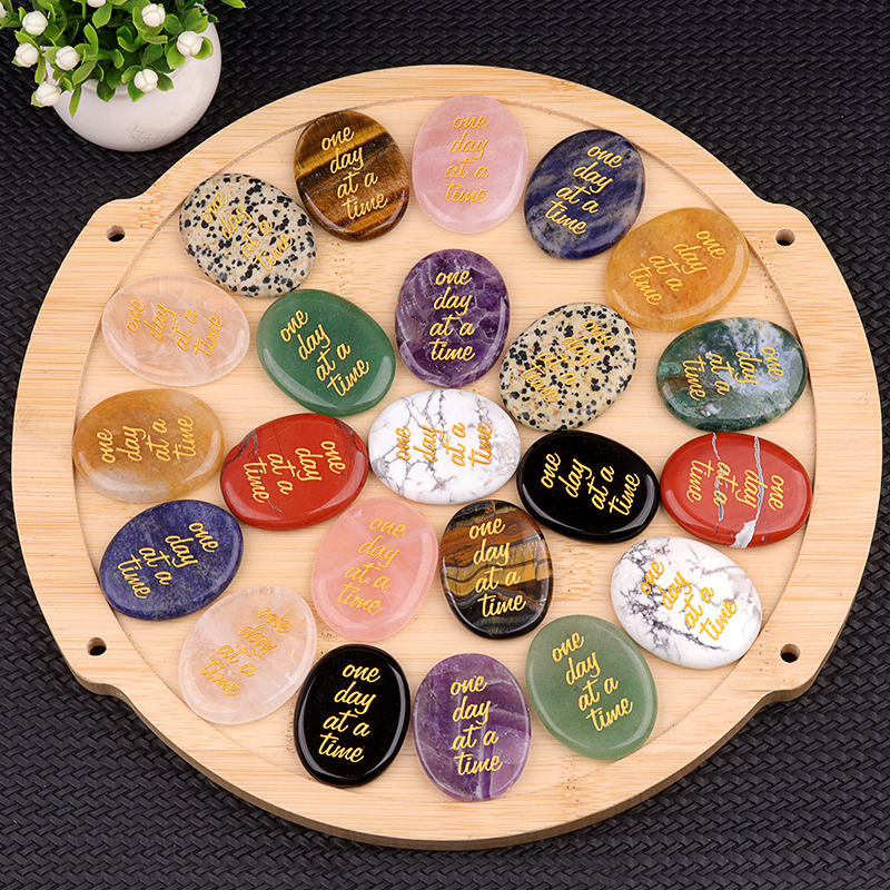 "one day at a time" Thumb Worry Stone for Anxiety Stress Relief Meditation Home Decor