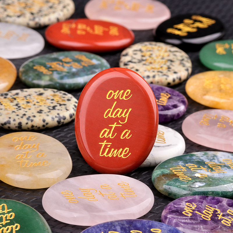 "one day at a time" Thumb Worry Stone for Anxiety Stress Relief Meditation Home Decor