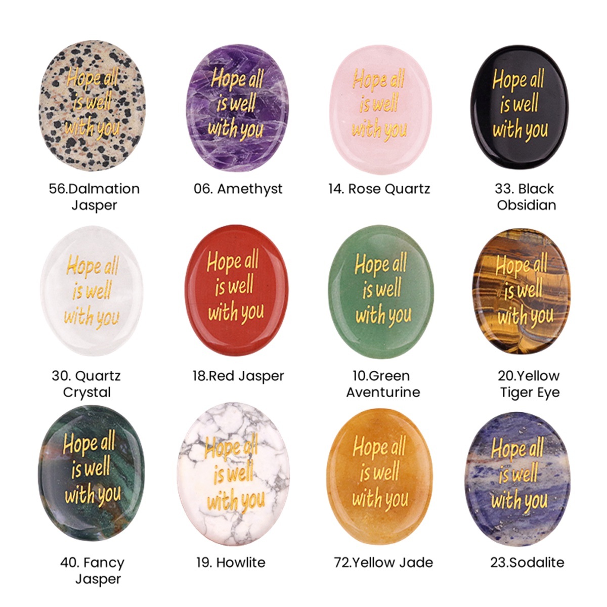 "Hope all is well with you" Thumb Worry Stone for Anxiety Stress Relief Meditation Home Decor