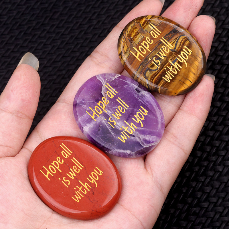 "Hope all is well with you" Thumb Worry Stone for Anxiety Stress Relief Meditation Home Decor