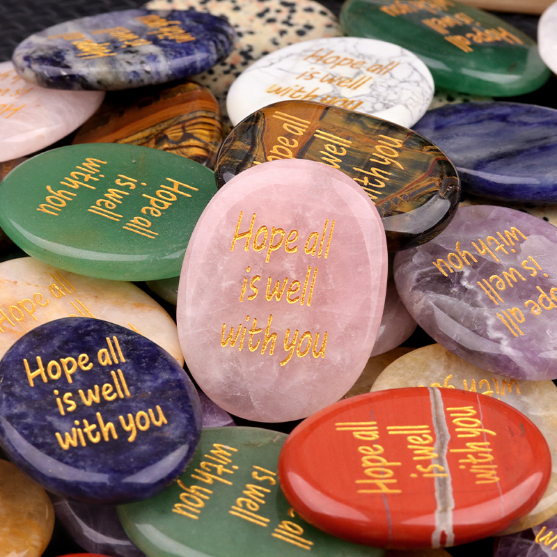 "Hope all is well with you" Thumb Worry Stone for Anxiety Stress Relief Meditation Home Decor
